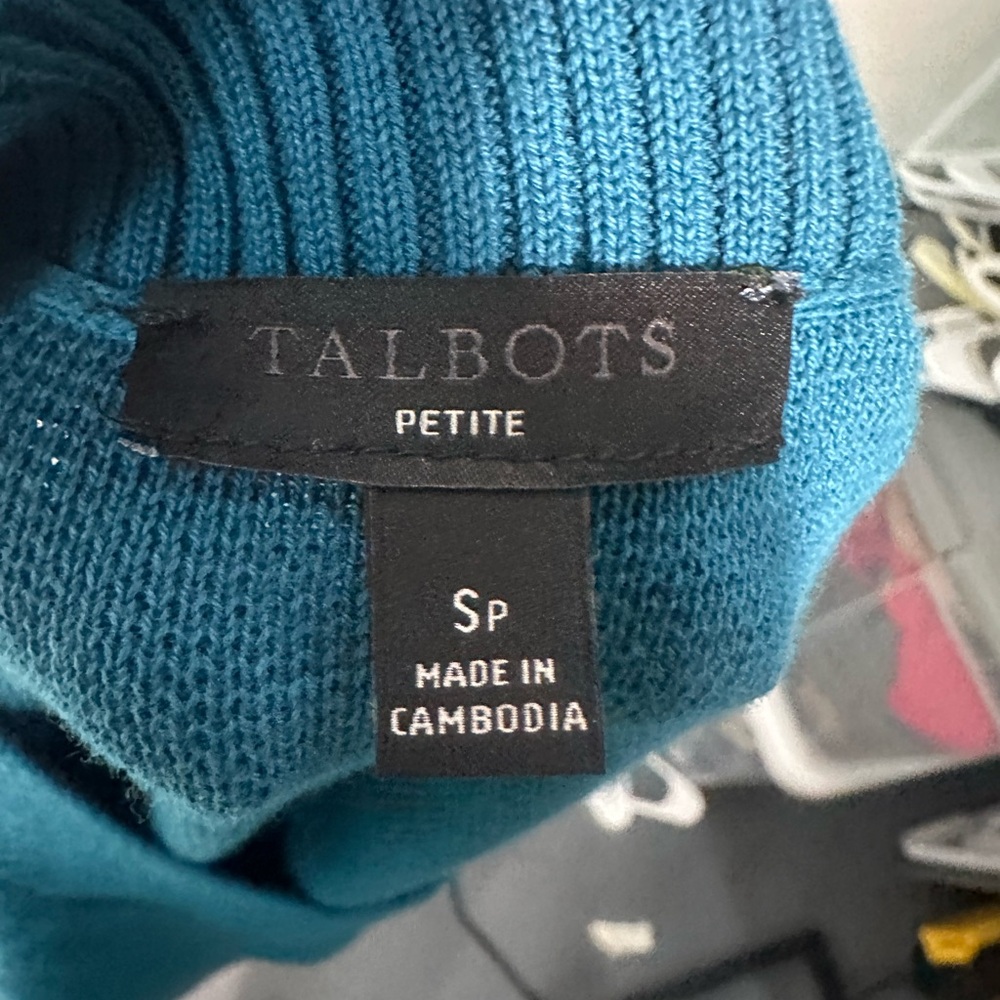 Talbots Green Long Sleeve Crew Neck Sweater Size Small Petite EUC - Picture 8 of 8